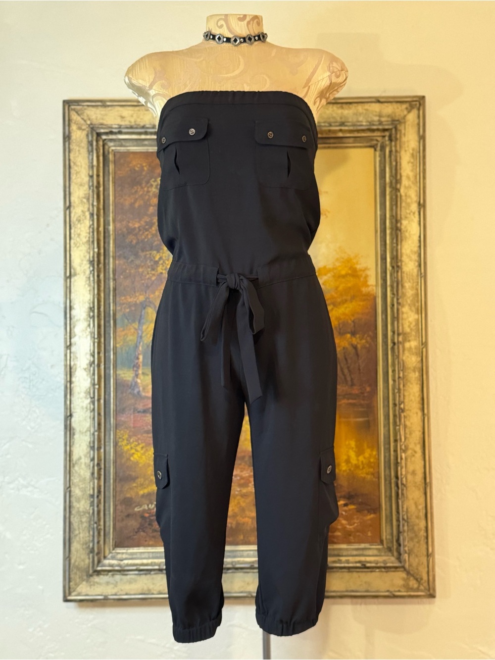 Cache Y2K  Black Cargo Jumpsuit